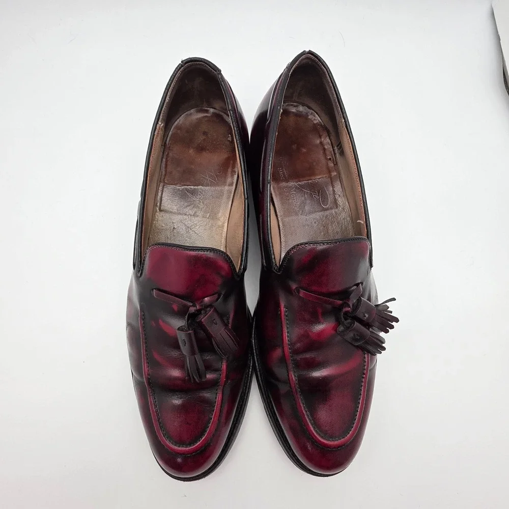 Johnston & Murphy Heritage Vintage Tassel Loafers Mens 9.5 C Oxblood Leather USA